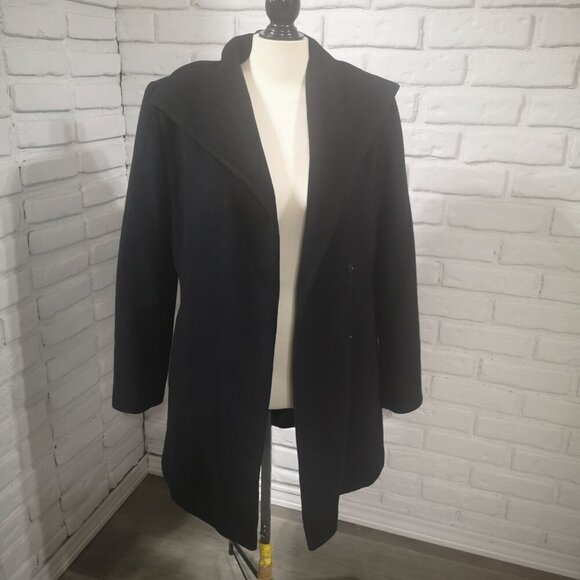 Calvin Klein Ladies Size 8 Black Wool Blend Fully Lined Pea Coat - Picture 6 of 11